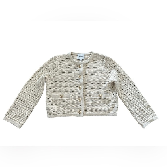 Reformation Charlotte Cardigan Cotton Button Down Sweater Gold Buttons Womens XS - Picture 5 of 9